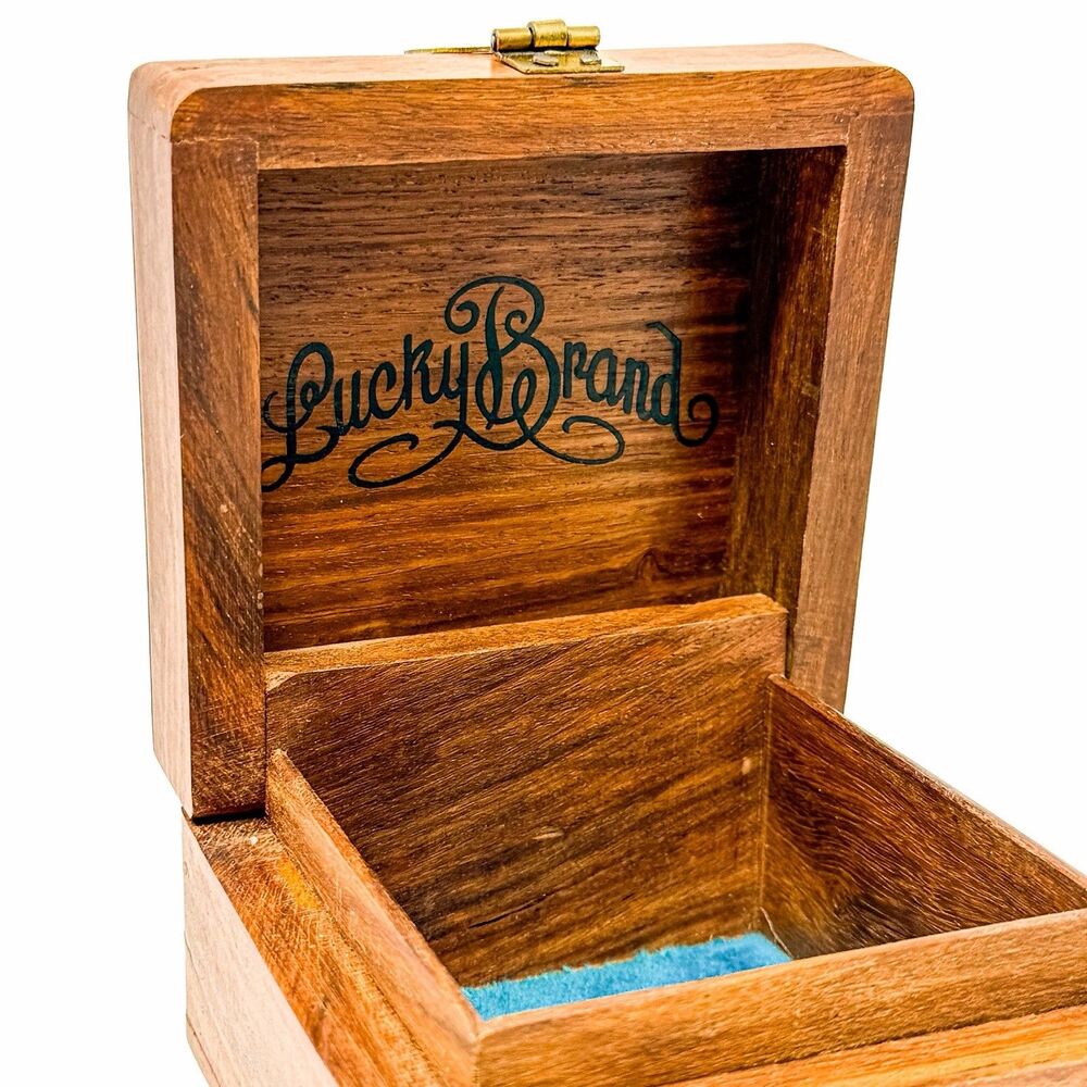 Lucky Brand Peace Sign Wooden Trinket Box Ceramic Bird Boho Hippie Decor - Picture 3 of 10